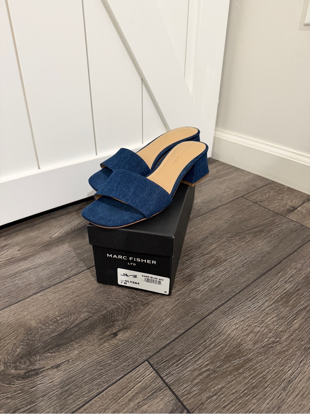 Marc Fisher Women's Denim Blue Slide Sandals